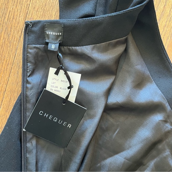 Chequer Classic Black Mini Dress Office/Night Out Tailored Cap Sleeves Size 8 - Picture 9 of 9